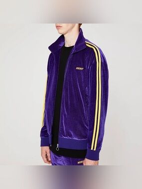 Nerdy Velour Track Jacket, Size Medium